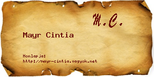 Mayr Cintia névjegykártya